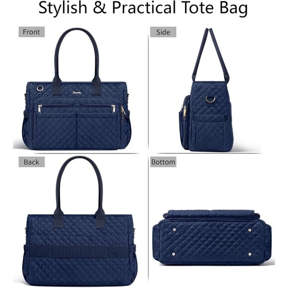 Teacher Bags for Women 15.6 Inch Laptop Work Tote Comfortable Quilted Shoulder - Picture 8 of 8